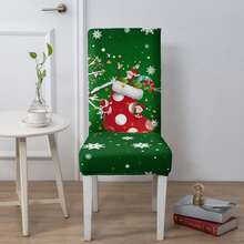 1/4/6/100 pezzi Coprisedia natalizi in tessuto elasticizzato, Coprisedia per casa/hotel/ristorante/sala da pranzo, Decorazioni natalizie a tema cartoni animati - Multicolore - Visualizzare 10