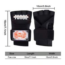 GINGPAI Gel Half-Finger Boxing Gloves With Slouchy Hand Wraps - Black - View 4