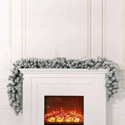 Guirnalda navideña - Decoraciones navideñas artificiales con copos de nieve, guirnalda de pino artificial para decoración navideña estacional interior del hogar, chimenea, árbol, escalera