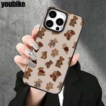 Fundas y carcasas protectoras con estampado de ositos de peluche y orificios grandes, compatibles con phone 16 Pro Max, 16, 15 Pro, 14, 14 Plus/14 Pro Max, 13, 13 Pro, 12 Pro, 11/11 Pro. Regalos para cumpleaños y fiestas - Negro - Ver 3