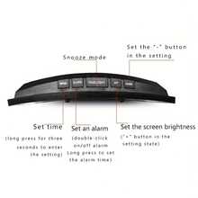 Reloj digital curvo moderno, reloj despertador con espejo. Doble opción de alimentación (batería o USB), pantalla grande, diseño elegante negro para decoración del hogar, reloj digital de oficina | Reloj despertador minimalista | Reloj de moda, reloj de pared para sala de estar. Requiere 3 baterías AAA (no incluidas).