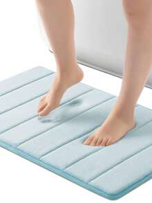 Kit Of 2 Soft Non-Slip Bathroom Mats 60x40cm - 藍色 - 查看 2