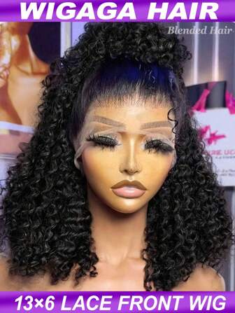 200% 密度 Jerry Curly 13x6 高清蕾丝前卷发假发 Bob 5x5 无胶假发混合假发透明蕾丝前卷发 Jerry Curly 蕾丝假发 13x4 高清透明蕾丝前卷发假发 女士自然黑色 适合女性日常使用