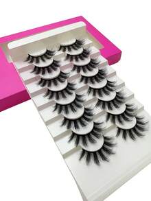 8 Pairs Fashion Daily Wear Black Pug False Eyelashes, Exaggerated Thick Curly European And American Style Fake Eyelashes - Black - View 4