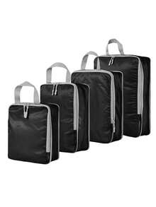 4 أكياس تخزين ضاغطة، مجموعة أكياس سفر مضغوطة مزودة بسحاب، منظمات أمتعة قابلة للتوسيع، مستلزمات سفر موفرة للمساحة، إكسسوارات للعطلات، مستلزمات غرفة السكن في الجامعة