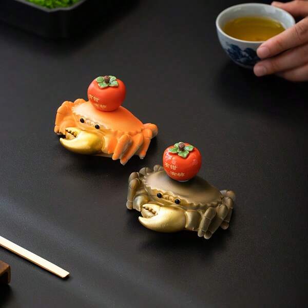 2pcs Creative Home Cute Decoration Crab Tea Pet Home Entrance Decoration Living Room Office Funny Decoration Tea Table Decoration, Creative Tea Pet Desktop Decoration Decoration, Suitable For Decoration In Living Rooms, Kitchens, Bedrooms And Other Places