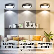 CANMEIJIA 1 件铝制白色 LED 嵌入式灯，LED 明装筒灯，嵌入式室内吸顶灯，客厅/卧室/厨房吸顶灯，AC185-262V，5W/40W/15W/25W，3 种色温可切换，6500K/4000K/3000K，紧凑纤薄圆形灯具，适用于卧室、客厅、厨房、商场、展厅。5W 尺寸相对较小，请根据您的需求购买合适的尺寸。 - 白色明裝筒燈 - 查看 4