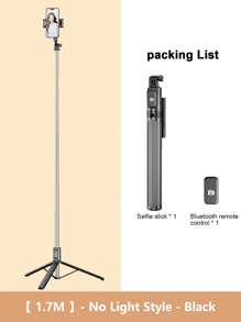 Nuevo palo de selfie inalámbrico Bluetooth de 1.7M/1.3M, equipado con luz de relleno LED de 3 colores, soporte portátil de acero inoxidable para teléfono móvil rotativo 360°, ligero y portátil, compatible con iPhone 16 15 14 13 12 11e/Max/Pro/Xs/Xr/X/Plus, Galaxy S25/S24/S23/S22Ultra, y smartphones Android como GoPro, adecuado para viajes/selfies para vacaciones de verano, viajes, actividades al aire libre, trípode para transmisión en vivo