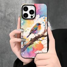 Fundas y carcasas protectoras con orificios grandes, diseño de colibrí en acuarela, compatibles con phone 16 Pro, 16, 15 Pro, 14, 14 Plus/14 Pro, 13, 13 Pro, 12 Pro y 11/11 Pro. Ideales para cumpleaños y celebraciones. - Negro - Ver 7