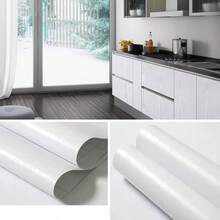 1 Roll White Wood Grain Self-Adhesive Wallpaper, Removable And Waterproof PVC Material, Suitable For Living Room, Bedroom, Table And Door Decoration, Waterproof PVC DIY Decor - White - View 6