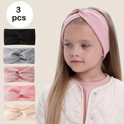3pcs Plain Simple Criss-Cross Headbands For Girls, Casual Daily Wear