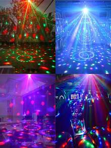 Lâmpada de projeção de atmosfera mágica com bola de discoteca alimentada por USB, iluminação de festa giratória de bancada de plástico, efeito de palco de DJ portátil para vários tipos de ambientes - Bola mágica de cristal colorida