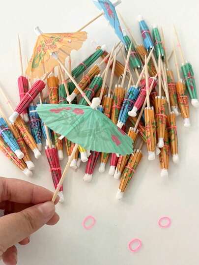 100/50/20/5 piezas Sombrillas decorativas para cócteles, palos decorativos para fiestas, sombrillas con flores de colores, palos decorativos para bebidas, sombrillas hawaianas para cócteles, palillos para frutas, palillos para cócteles, palillos para aperitivos, para fiestas de cócteles, decoraciones para fiestas, adecuados para fiestas de cumpleaños, bodas, Navidad, aperitivos, snacks