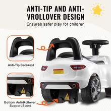 Ride On Push Car For Toddlers, Ages 1-3, Ride Racer, Sit To Stand Toddler Ride On Toy, Classic Kids Ride On Car With Music Steering Wheel & Under Seat Storage, Ride On Toy For Boys Girls, White