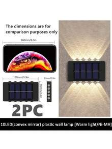 1 件/2 件/6 件户外太阳能壁灯，带 4 个 LED/8 个 LED/10 个 LED（白光/暖光），家庭和花园壁灯灯具，适用于墙壁、柱子、停车场、车库、花园装饰万圣节圣诞节感恩节礼物