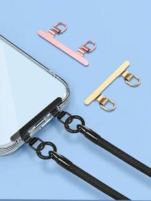 Cordón para teléfono móvil con doble oreja, arandela de metal de acero inoxidable, soporte para teléfono móvil, cadena colgante fija, pegatina delgada para la parte posterior, pieza de conexión antióxido resistente