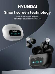 HYUNDAI 现代HY-C02时尚蓝牙耳机，配有花朵耳饰配件，触控屏幕，多功能智能降噪，超长续航，高品质音乐和游戏体验，通话清晰，舒适的开放式无线耳机，女士耳环，时尚配饰，女士礼物 - 多色+銀色花瓣耳飾 - 查看 8