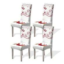 1/4/6/100pcs Christmas Print Stretch Dining Chair Covers, Cartoon Holiday Decor Dust-Proof Full Chair Slipcovers - Multicolor - View 27