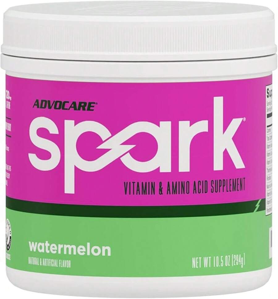 AdvoCare Spark Vitamin & Amino Acid Supplement - Focus & Energy Drink Powder Mix With Vitamin A, B-6, C & E - Also Includes L-Carnitine & L-Tyrosine - Fruit Punch, 14 Stick Packs - 西瓜 - 查看 1
