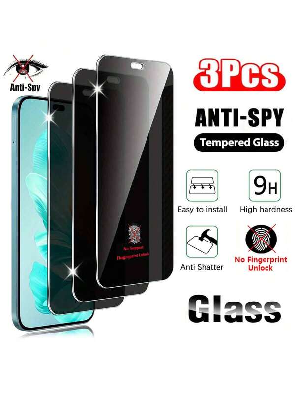 3 Pcs Privacy Anti-Spy Tempered Glass Screen Protector Compatible With Honor 400 Lite 200 Smart 70 90 Lite X6a X6b X6c X7 X7a X7b X7c X8 X8a X8b X5 X5b (No Support Fingerprint Unlock) Screen Protection Essentials, Applicable To Daily Shield, Office, Home Privacy Screen Protector Phone Screen Protector Phone Accessories Waterproof Shockproof Anti-Fall Scratch Resistant