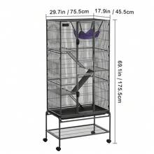 69" Rolling Metal Ferret Cage, Large 4-Tier Critter Nation Cage, Small Animal Cage With Ramps & Tray, Easy To Set Up For Pet Rats, Hamster, Guinea Pig, Chinchilla, Squirrel, Hedgehogs, Bunny - Black - View 10