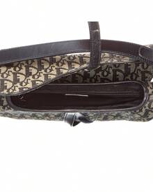 Dior Black Canvas Oblique Saddle Bag (Authentic Pre-Loved) - 米色 - 查看 5