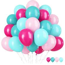 20/40/60pcs Hot Pink & Sky Blue Balloons, Hot Pink Tissue Paper Helium Balloons, Rose Red & Turquoise Latex Balloons, Suitable For Birthday, Wedding, Baby Shower, Summer Flamingo Party Decor, Gender Reveal, Bachelorette, Graduation, Anniversary, Independence Day, Bridal Shower, Christmas, Valentine's Day, Mother's Day, Holiday Party, Ramadan, Eid, Carnival Theme Party Decorations - Multicolor - View 1