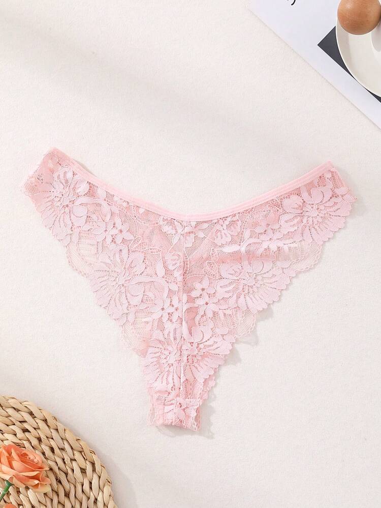 4 条装性感低腰无缝花卉蕾丝丁字裤 | 柔软舒适透气内衣，适合瑜伽、日常穿着、镂空低腰内裤 - 彩色 - 查看 2
