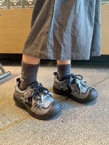 8-18 Years Old Unisex Khaki Retro Classic Sports Casual Shoes, Suitable For All Seasons, Lightweight Leather Upper, Breathable, Suitable For Daily Life, Autumn/Winter; Outdoor Running, Hiking, Training, Non-Slip, Wear-Resistant, Comfortable Children's Running Shoes, Suitable For Campus, Students, Outdoor Travel, Vacation, Fashionable And Luxurious Gray Children Sports Leisure Shoes