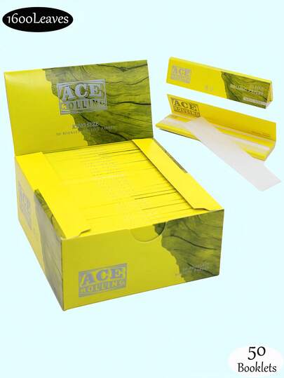 1600pcs/50books - 1 1/4 Cigarette Rolling Papers - Unbleached Yellow Natural Gum Arabic Cigarette Rolling Papers - 44*108 MM Yellow Rolling Papers - Classic Ultra-Thin Cigarette Papers, Smooth Burning.