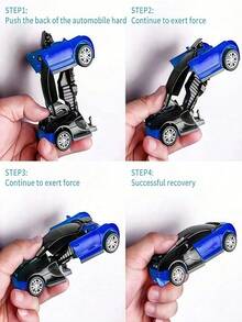 1辆儿童惯性碰撞变形摩擦动力玩具车，一键变形，碰撞变形机器人模型，互动趣味玩具车，适合男孩女孩，儿童礼物 - 彩色 - 查看 7