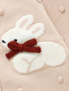 女婴休闲优雅连体裤，带有狗和熊图案，舒适的针织连体裤，适合婴儿日常穿着、外出和旅行，春秋季 - 珊瑚粉 - 查看 10