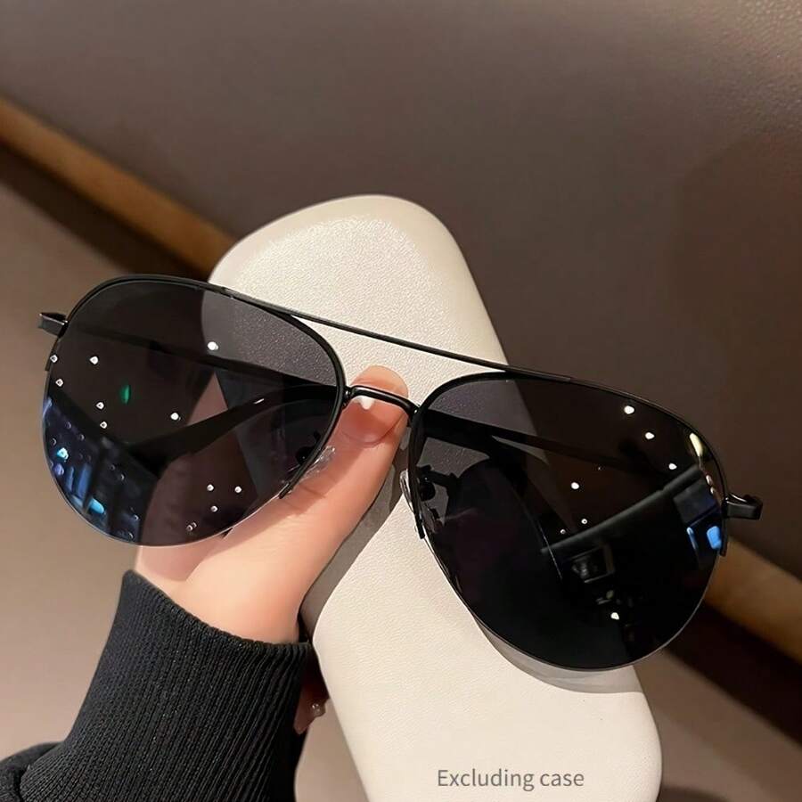 Fashion Glasses Women's Men's Classic Tinted Lenses Glasses Metal Frame Glasses Fashion Glasses - 黑色 - 查看 1