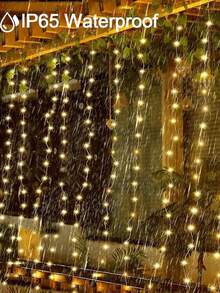 Solar Curtain String Lights, Outdoor Waterproof Garden Christmas Decoration,Fairy Lights 8 Lighting Modes,100/200/300 Leds, Light String For Garden Yard Pavilion Fairy Garland String Lights Holiday,Window, Bedrooms, Wall, Room, Pavilions, Tents, Party, Porch ,Wedding, Garden Background Decoration - Black - View 5