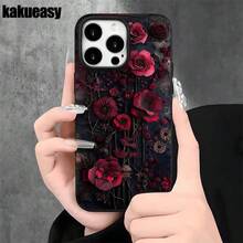 Fundas y carcasas protectoras para teléfono con diseño tridimensional retro de flores rojas y orificios grandes. Compatibles con phone 16 Pro Max, 16, 15 Pro, 14, 14 Plus/14 Pro Max, 13, 13 Pro, 12 Pro, 11/11 Pro y la serie Pro. Regalos para cumpleaños y fiestas - Blanco - Ver 3