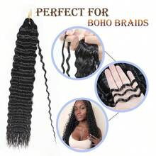 Ocean Wave Crochet Hair 24 Inch 2 Packs Deep Wave Curly Braiding Hair Extensions Synthetic Curly Crochet Hair For  24inch 2pack Purple - 紫色的 - 查看 4