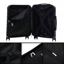 Cabin Suitcase 55x40x20cm ABS+Polycarbonate - 10kg (40L) | Semi-Rigid Small Trolley Hand Luggage 4 Wheels 360° Swivel Numeric Lock - Yellow/Navy/Mint/Black/Pink/Rose Gold/Turquoise/Green - 軍綠色 S | 55X40X20 - 查看 6