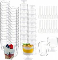 300 Pack Clear Plastic Dessert Cups(5 Oz),Disposable Parfait Cups For Pudding, Fruit And Ice Cream,Mini Shooter Cups With Spoons For Party,Appetizer Cups - 300 - Xem 1