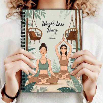 Cahier spirale A5 pour la perte de poids, journal de planification de la forme physique - idéal pour suivre votre parcours de fitness, journal d'exercices quotidiens et hebdomadaires, suivi du régime alimentaire, renforcement de la motivation et de l'estime de soi