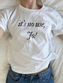 It's No Use Jo! Little Women 90s Baby Tee _ Lightweight Unisex Cotton T-Shirt _ Sustainably Made - 白色 - 查看 1