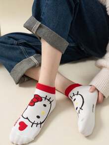 Sanrio 5 Pairs Of Women's Cute Tk Cat Comfortable Short Socks All-Match Anime Cartoon Women's Personalized Japanese Sweet Tassel Socks Soft, Beautiful And Comfortable Daily Use Stockings And Socks Are Great Travel Accessories For Outdoor Wear And Also Gifts For Friends And Couples(Due To The Lighting And Angle When Shooting, The Actual Product May Have A Slight Color Difference From The Picture)