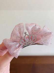 2pcs Cute Dog Themed Hair Accessories, Pet Hair Clips, Crown & Bow Hair Clips