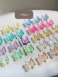 50/100 pezzi Mini decorazioni per unghie a forma di farfalla aurora, gioielli per unghie piatti iridescenti a fiocco, accessori per unghie, forniture per unghie, stile Y2K, parti per unghie Y2K, parti per decorazioni fai-da-te, charm per unghie, charm, articoli per unghie