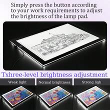 1pc Diamond Painting LED Light Pad, 5D Diamond Painting Art Tool Kit, Extra Large A2 Size/Large A3 Size/Medium A4 Size, Drawing Tracing Light Board, Handcraft LED Light Box, USB Powered, Dimmable Brightness, Flicker-Free Illuminated Surface With Standard Ruler, Suitable For Diamond Painting Art, Sketching, Drawing, Sewing, Sand Art, Oil Painting, Includes Data Cable And 4 Fixing Clips, Ideal For Back To School, Holidays, Birthday Gifts - Multicolor - View 5