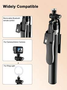 1.8米铝合金自拍杆,带可拆卸三色温LED补光灯、蓝牙遥控快门、防抖功能、可伸缩三脚架,兼容iOS和安卓手机,是夏季度假、旅行、直播、Vlog、圣诞节和万圣节礼物的理想之选。 - 彩色 - 查看 5