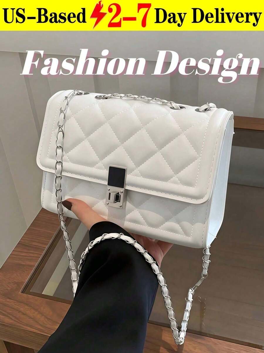 『US-Based Shipping』Quilted Crossbody Bags For Women - PU Leather Leather Cute Small Purse With Chain Strap, InsHandBag,Fashion Solid Color Quilted Square Chain Shoulder Bag, Multi-Functional Flap Banquet Bag, New Lightweight Handbag And Wallet,Casual Cell Phone Coin Purse, Diamond Lattice Chain Crossbody Bag, Simple Shoulder Small Square Bag, Women's Shoulder Bag,Designer Handbags,Carteras De Mujer Elegantes,Bolsos Para Mujer,Purses For Women,Carteras Para Mujer,Hand Bags For Women,Bolsa De Mujer,Carteras De Mujer,Luxury Bag,Designer Bag,Y2k Purse - Nhiều màu - Xem 1