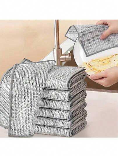 10pcs Magic Cleaning Cloth Thickened Double -Sided Metal Steel Wire Rags Kitchen Dish Pot Washdishing Cloths Towel Clean Tools