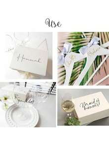 Customized Name Label Stickers, 3-6 Inch Waterproof Vinyl Stickers, Customizable Holographic Name Labels For Water Bottles And Gift Box Decorations, Handwritten Calligraphy Glitter Name Stickers - Multicolor - View 5