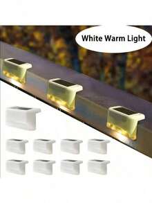 32 piezas Luces solares LED de jardín en negro/blanco/marrón, luces para escaleras para decoración exterior - Terraza, escalones, barandilla, pared, patio, jardín, escaleras, patio, valla y camino de entrada, control multicolor, adecuado para decoración del hogar y decoración de barandillas