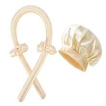 Set de 4 piezas de herramientas para el cuidado del cabello durante el sueño, rodillos para el cabello sin calor para dormir, gorro de seda para dormir, gorro con banda elástica para dormir para el cuidado del cabello de las mujeres